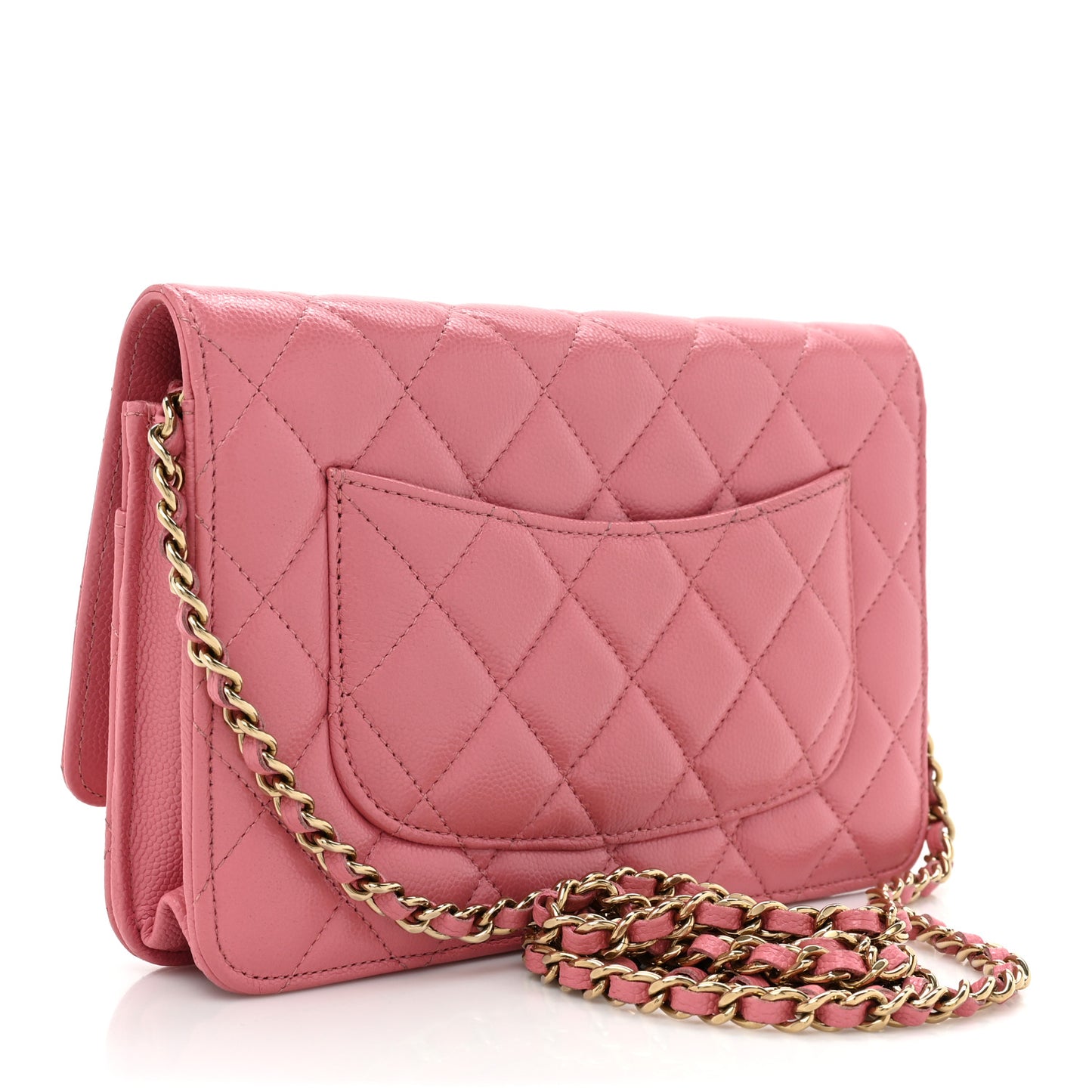 Caviar Quilted Wallet On Chain WOC Dark Pink