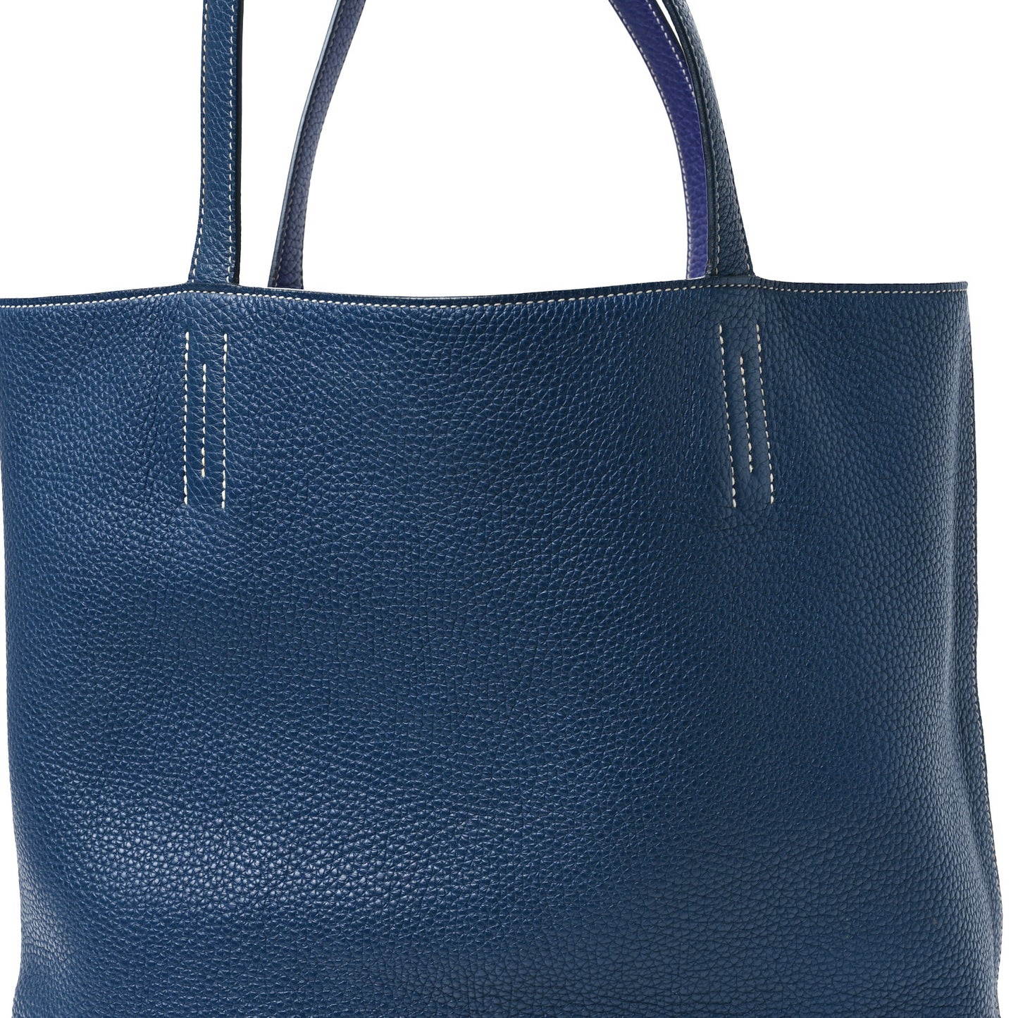 Taurillon Clemence Double Sens 45 Reversible Tote Iris Bleu De Malte