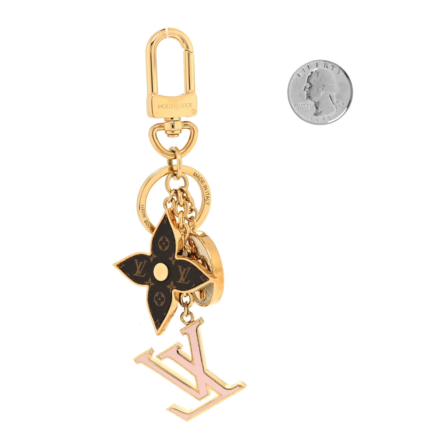 Metal Monogram Epi Spring Street Bag Charm Key Holder Gold