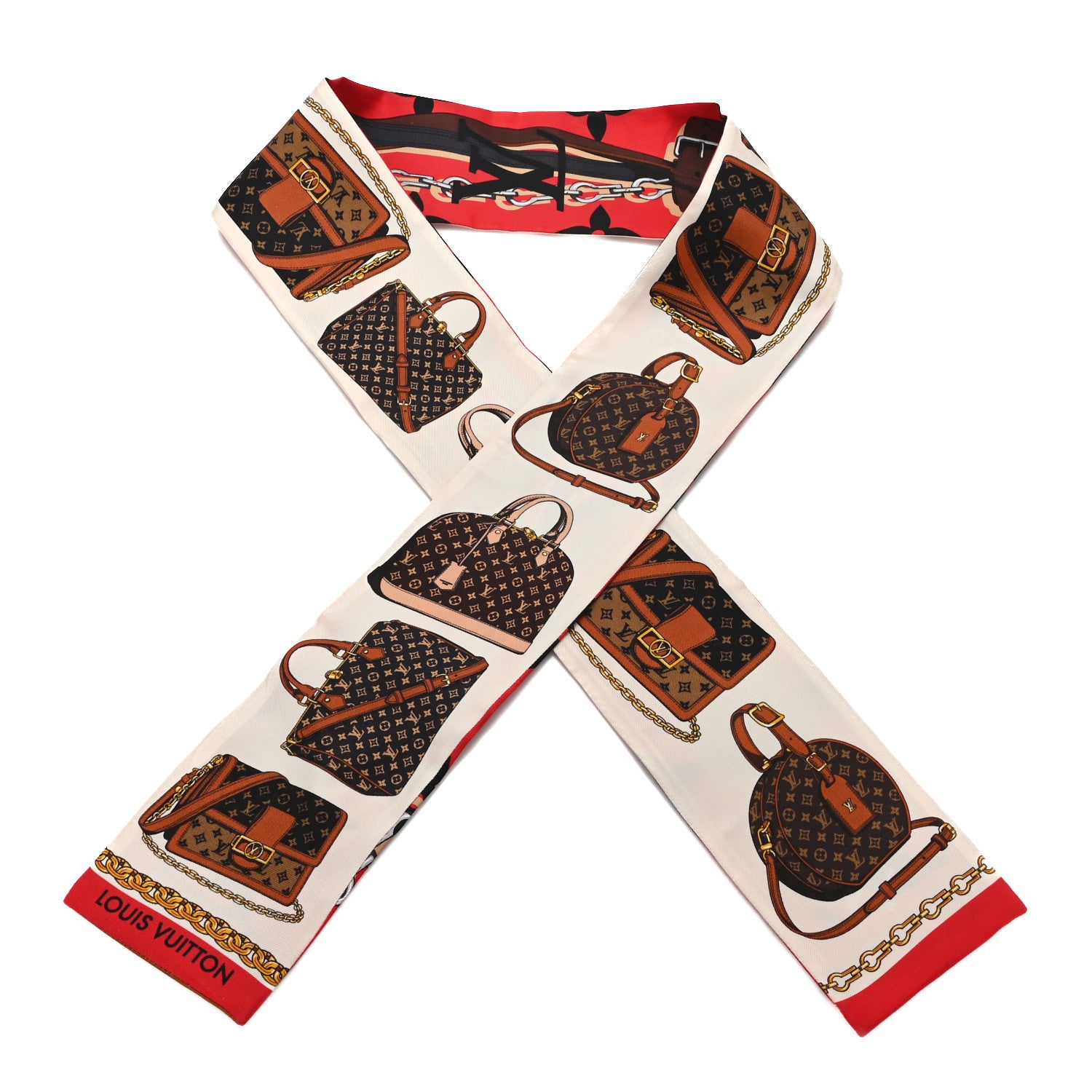 Louis Vuitton Silk Monogram Tribute To Bandeau Red 1818169