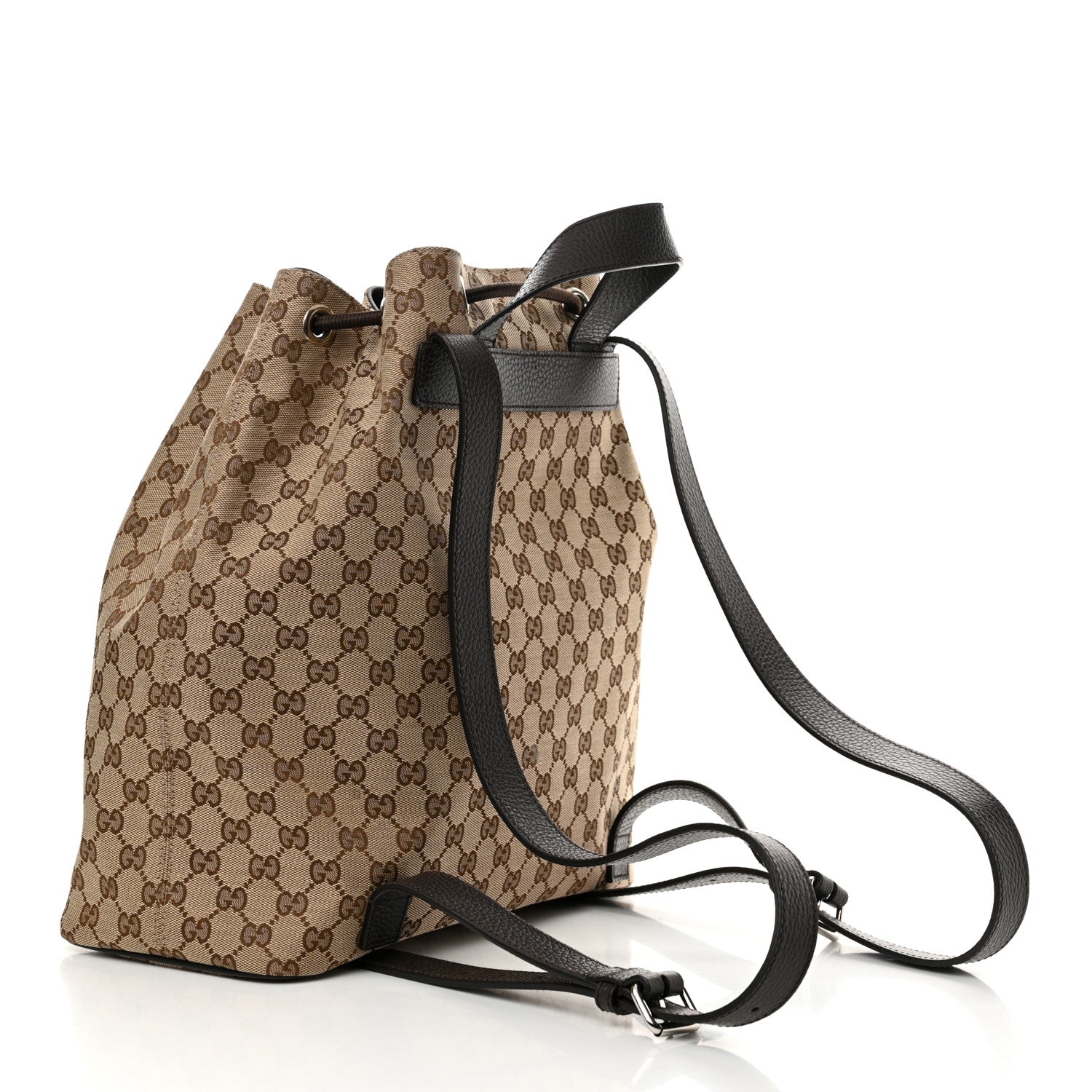 Gucci Monogram Dollar Calfskin O Drawstring Backpack Beige Ebony Testa di Moro Dark Chocolate 2 of 11