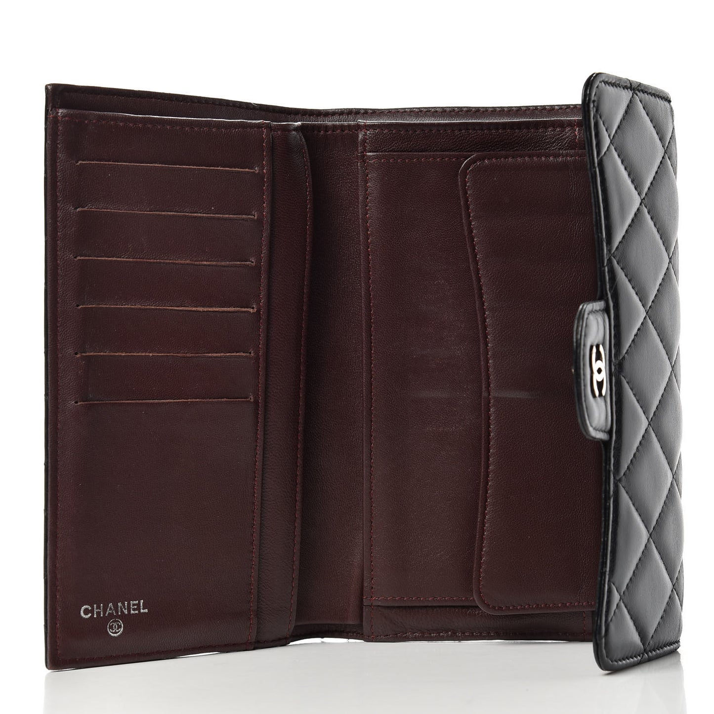 Lambskin Quilted Large Flap Wallet Black