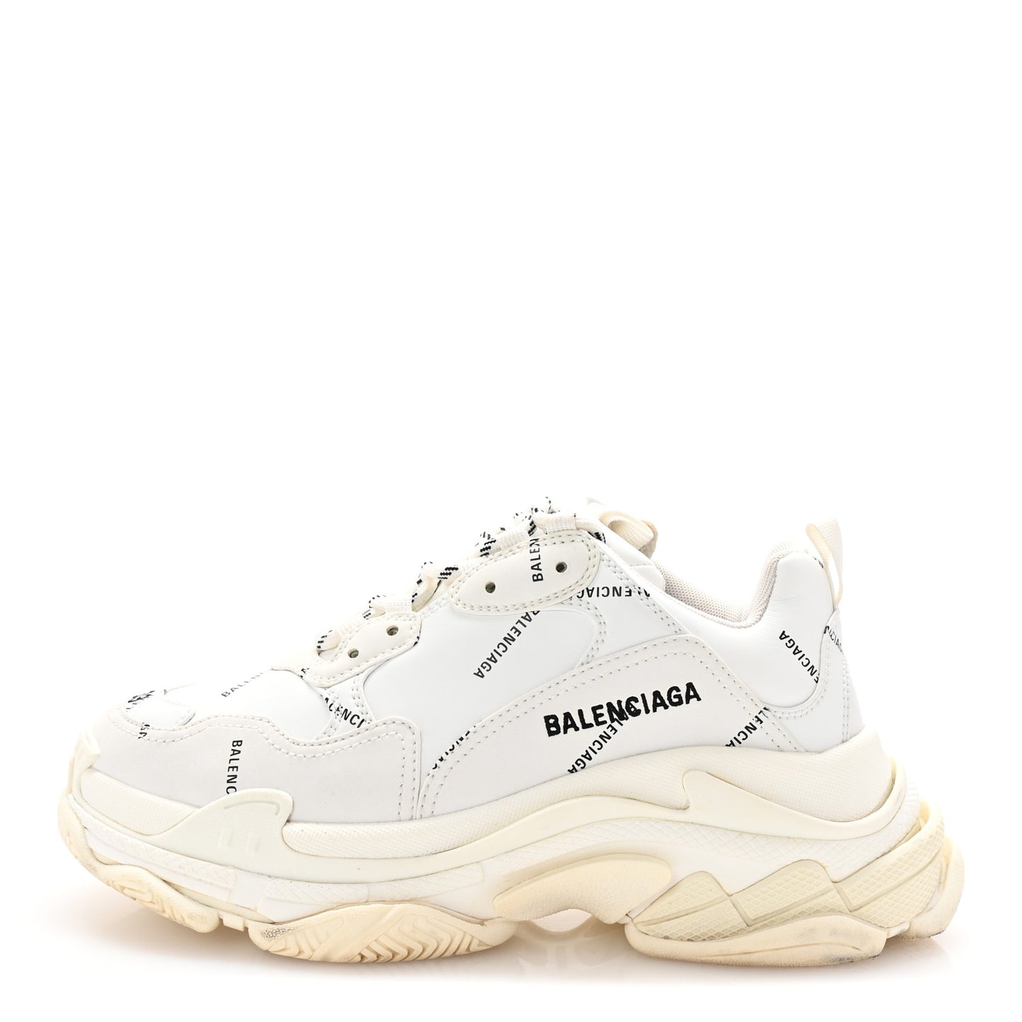 Technical Fabric Allover Logo Womens Triple S Sneakers 39 White Black