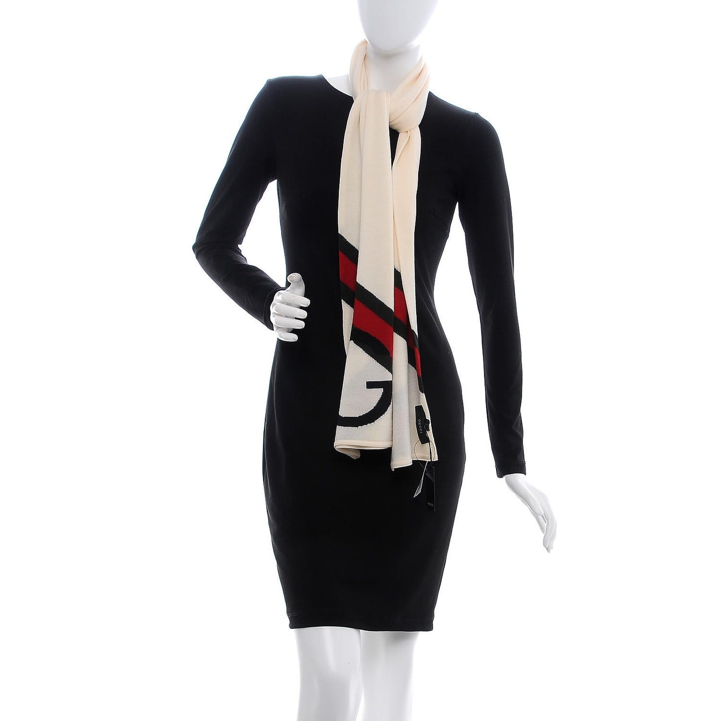 Wool Web G Scarf White