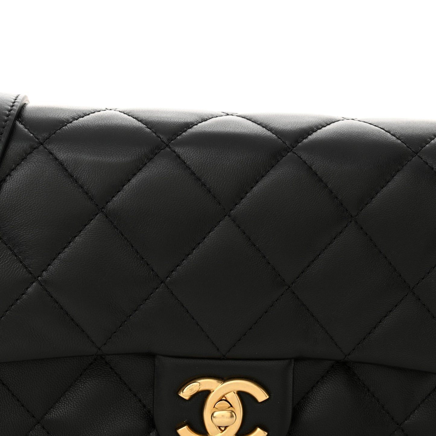 Lambskin Quilted Flap Black