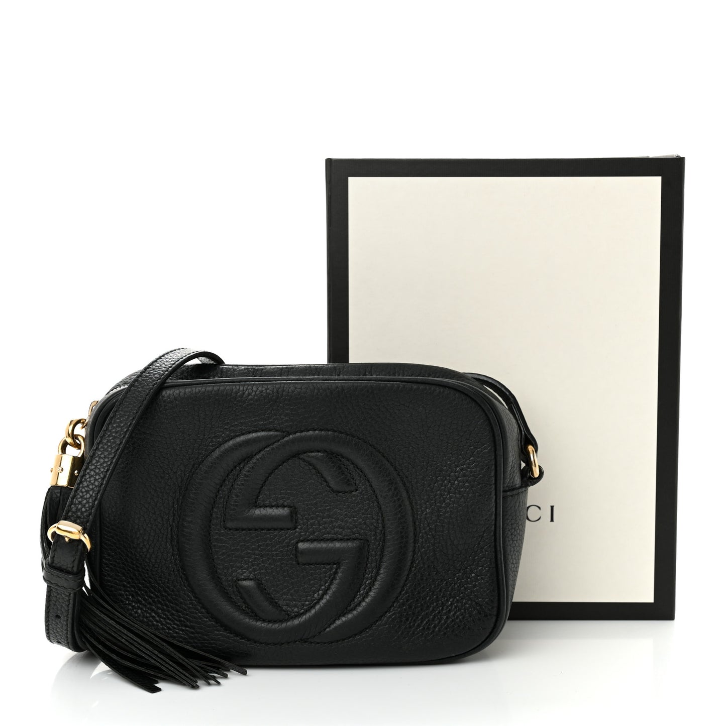 Pebbled Calfskin Small Soho Disco Bag Black