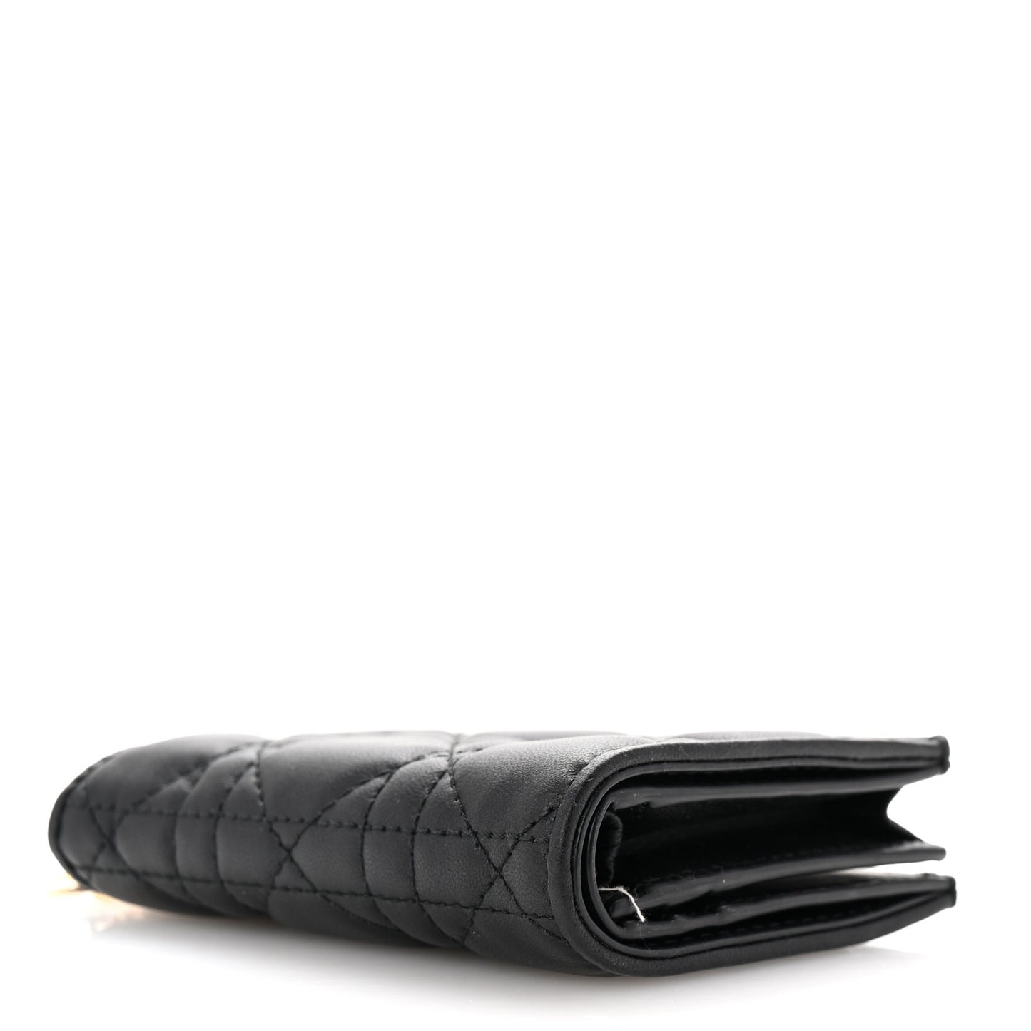 Lambskin Cannage Small Lady Dior Flap Card Holder Black