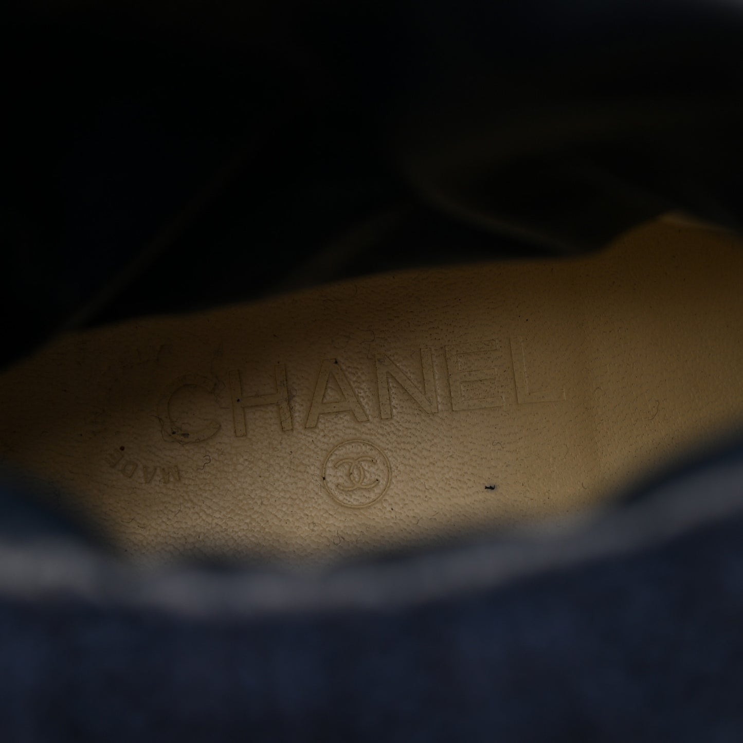 Knit Calfskin Quilted Short Biker Boots 40 Navy