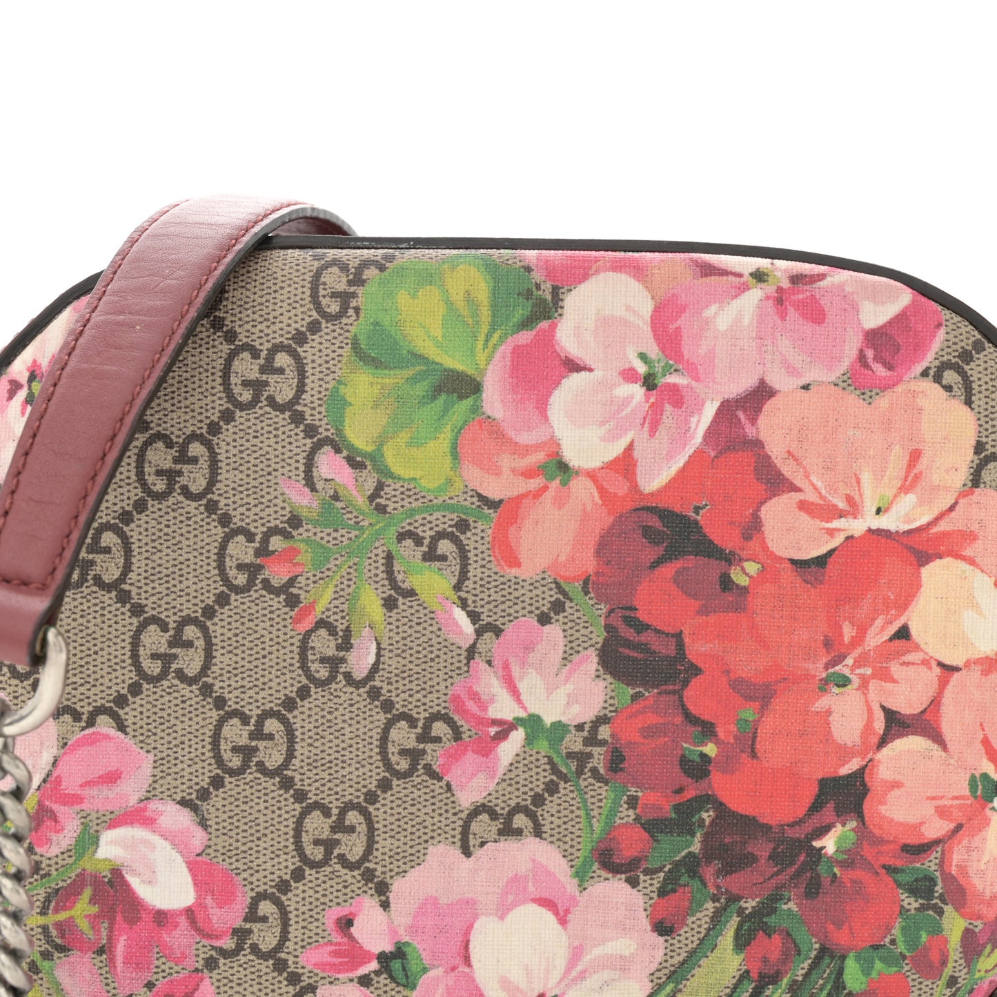 GG Supreme Monogram Blooms Mini Chain Shoulder Bag Beige Multicolor Dry Rose