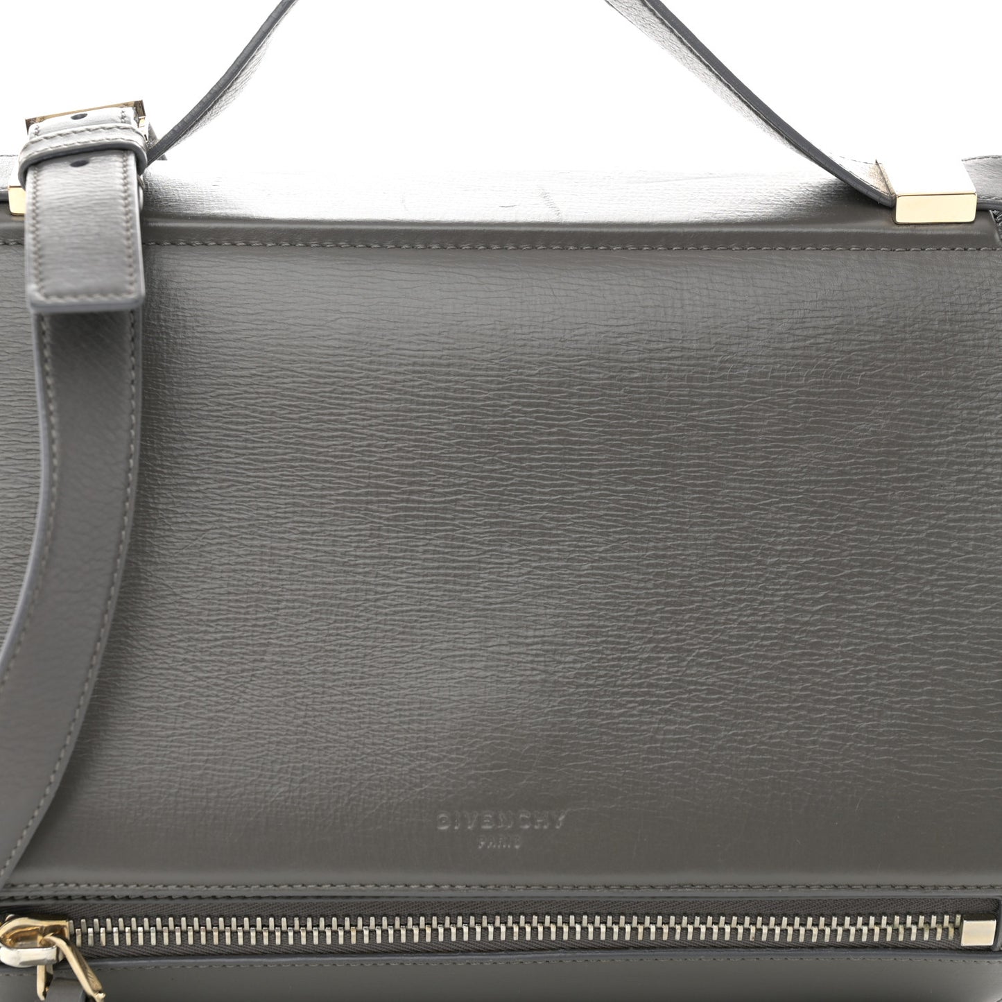 Textured Calfskin Medium Pandora Box Crossbody Bag Black