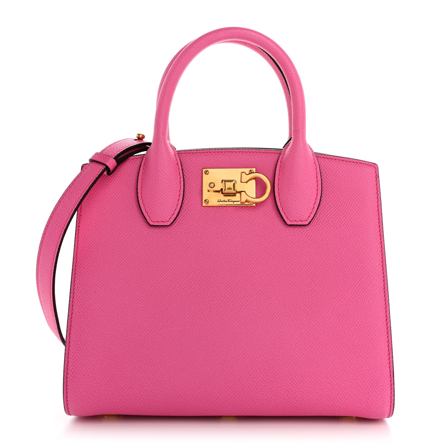 SALVATORE FERRAGAMO STUDIO BOX BAG ピンク Salvatore Ferragamo Hammered Calfskin Small The Studio Box Bag Hot