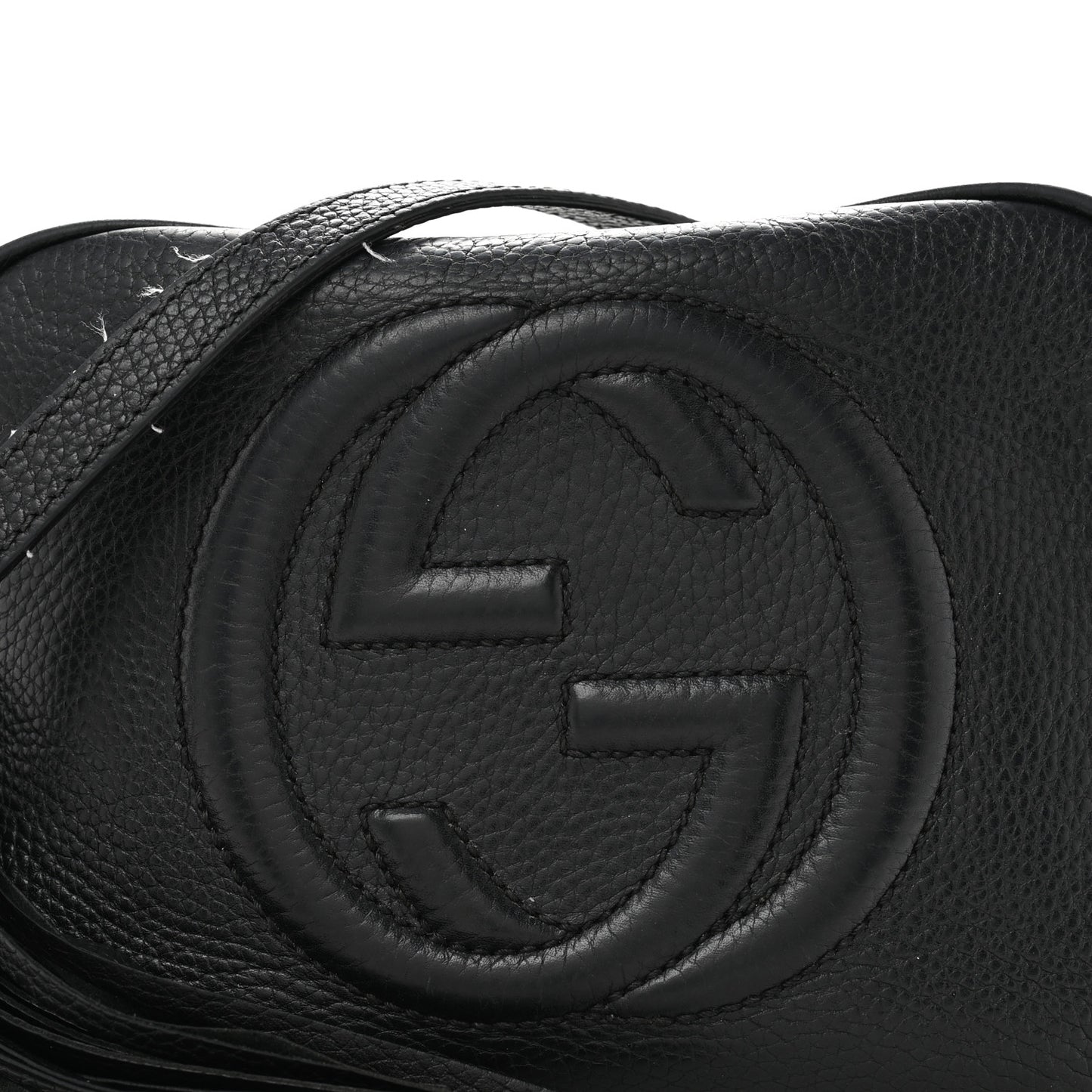 Pebbled Calfskin Small Soho Disco Bag Black
