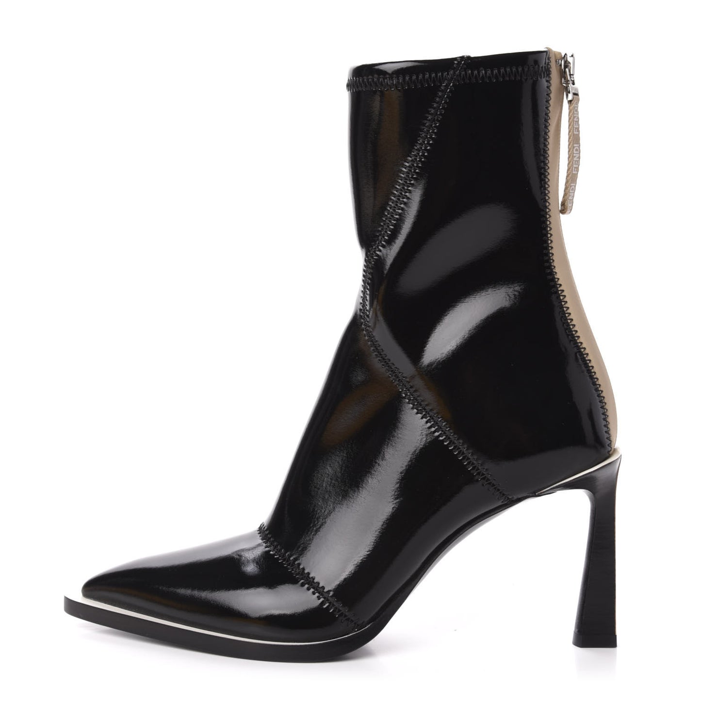 Glossy Neoprene FFrame Ankle Boots 38 Black