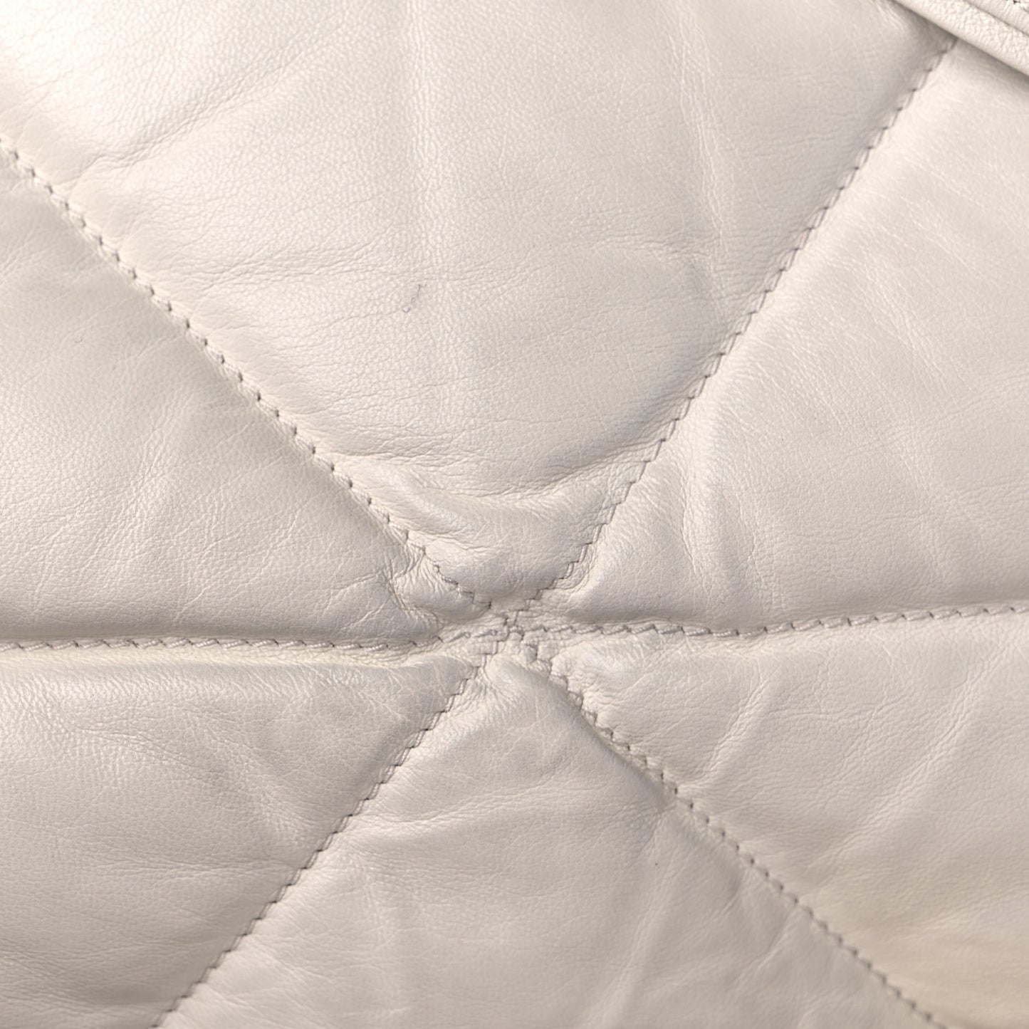 Nappa Soft Padded Logo Embossed Triangle Quilted Shoulder Bag White