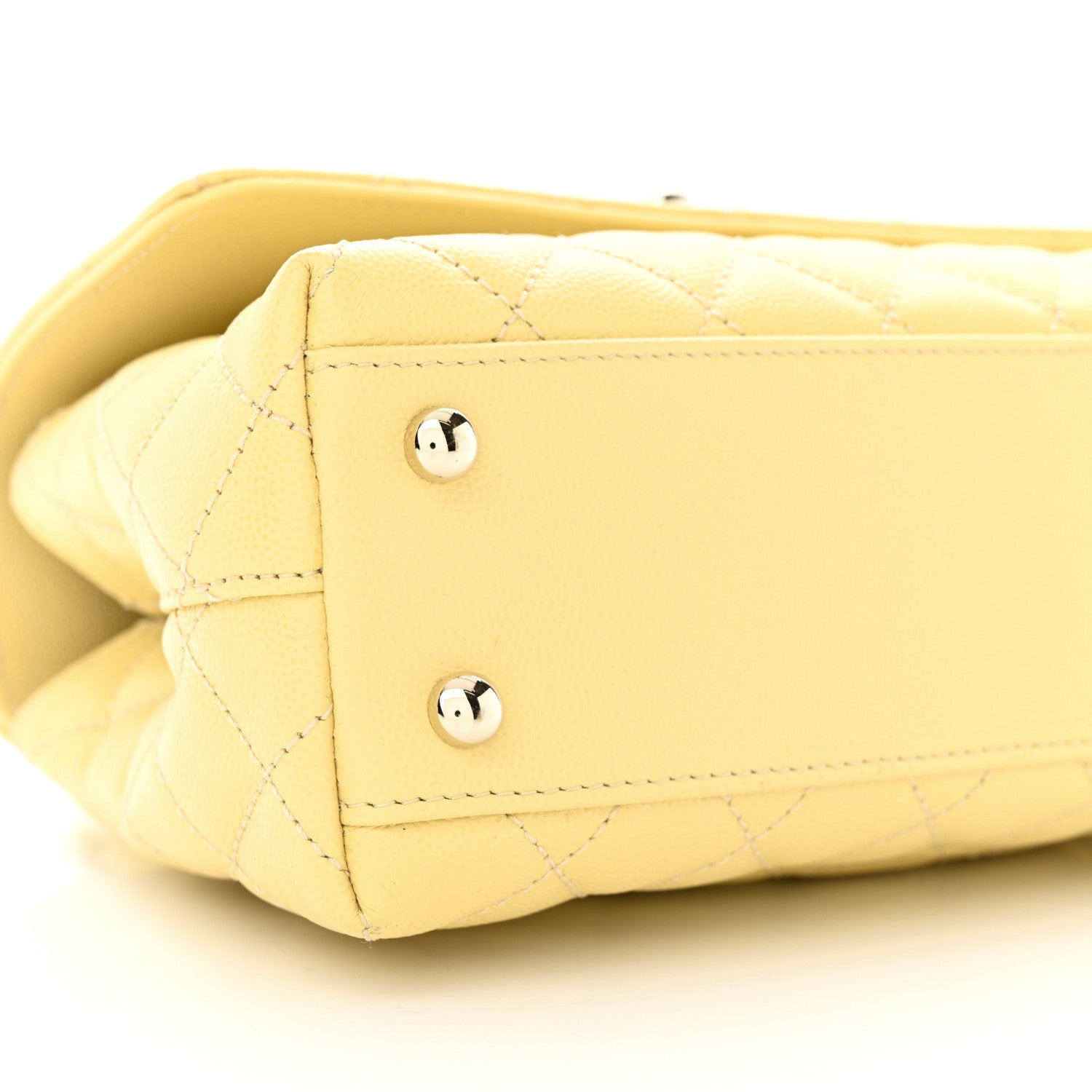 Chanel Caviar Quilted Mini Coco Handle Flap Yellow 9 of 10