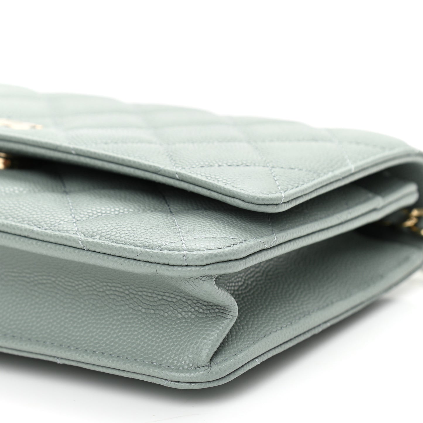 Caviar Quilted Wallet On Chain WOC Light Gray