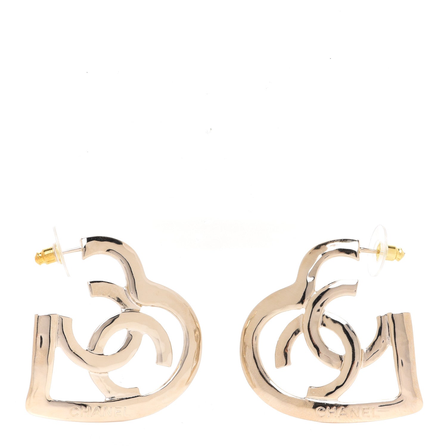 Chanel Metal CC Heart Coco In Love Hoop Earrings Gold 985169 – FASHIONPHILE
