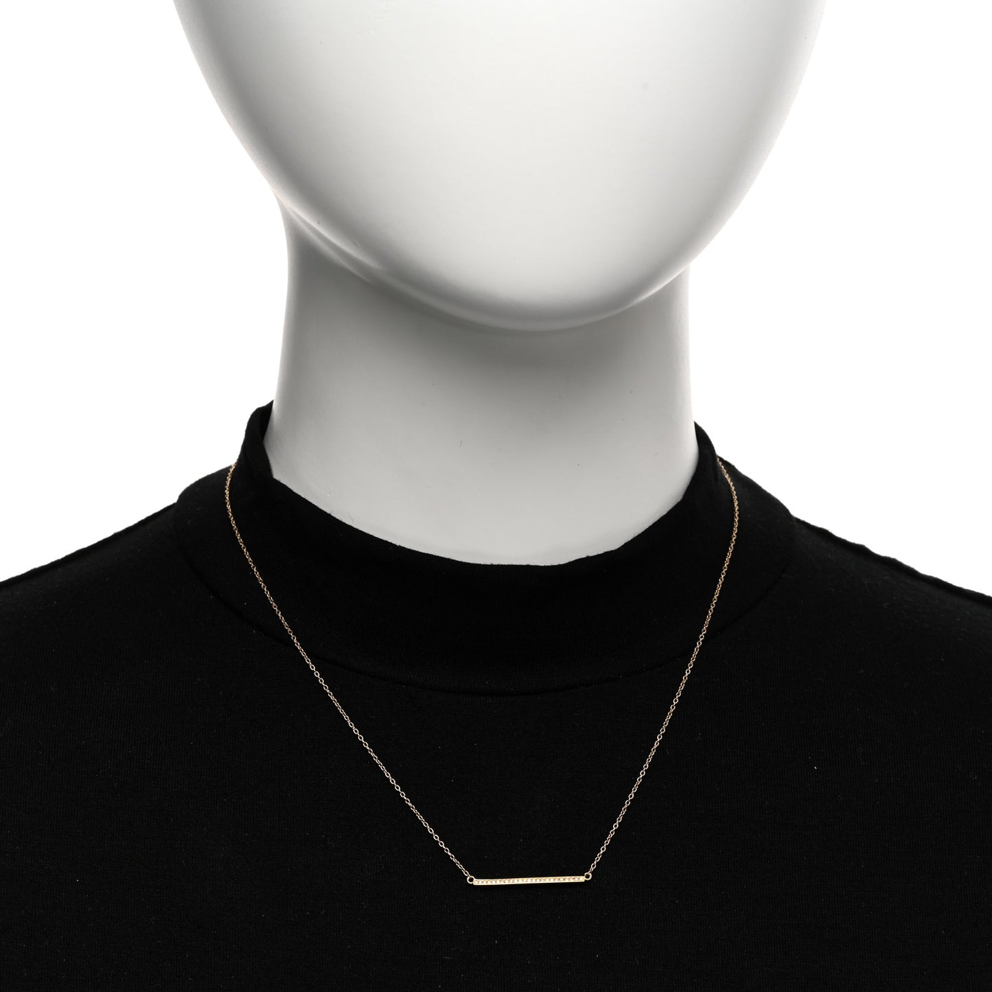 18K Yellow Gold Diamond Stick Pendant Necklace