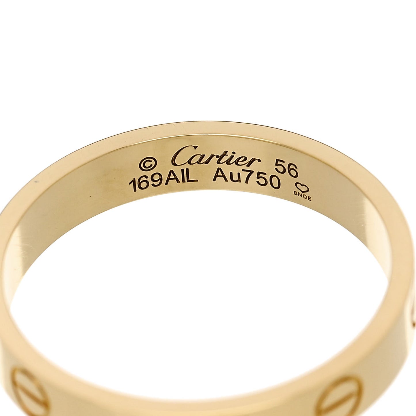 18K Yellow Gold 3.5mm LOVE Wedding Band Ring 56 7.75