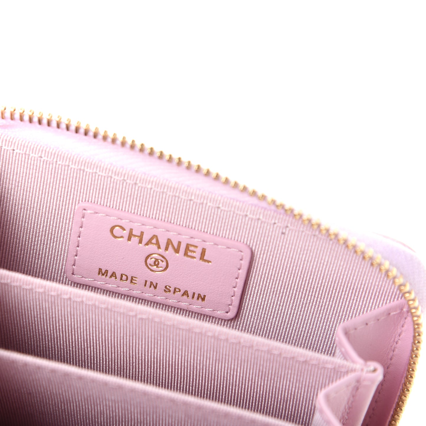 Caviar Quilted Zip Coin Purse Light Pink