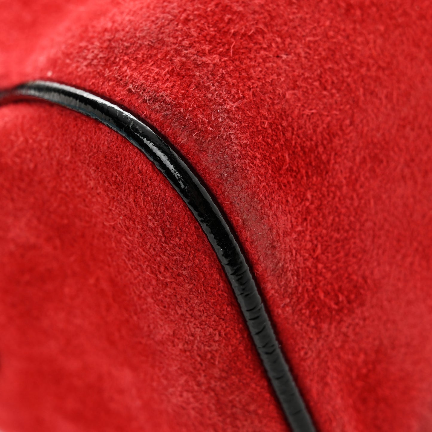 Suede Patent Web Small Ophidia Shoulder Bag Hibiscus Red Black