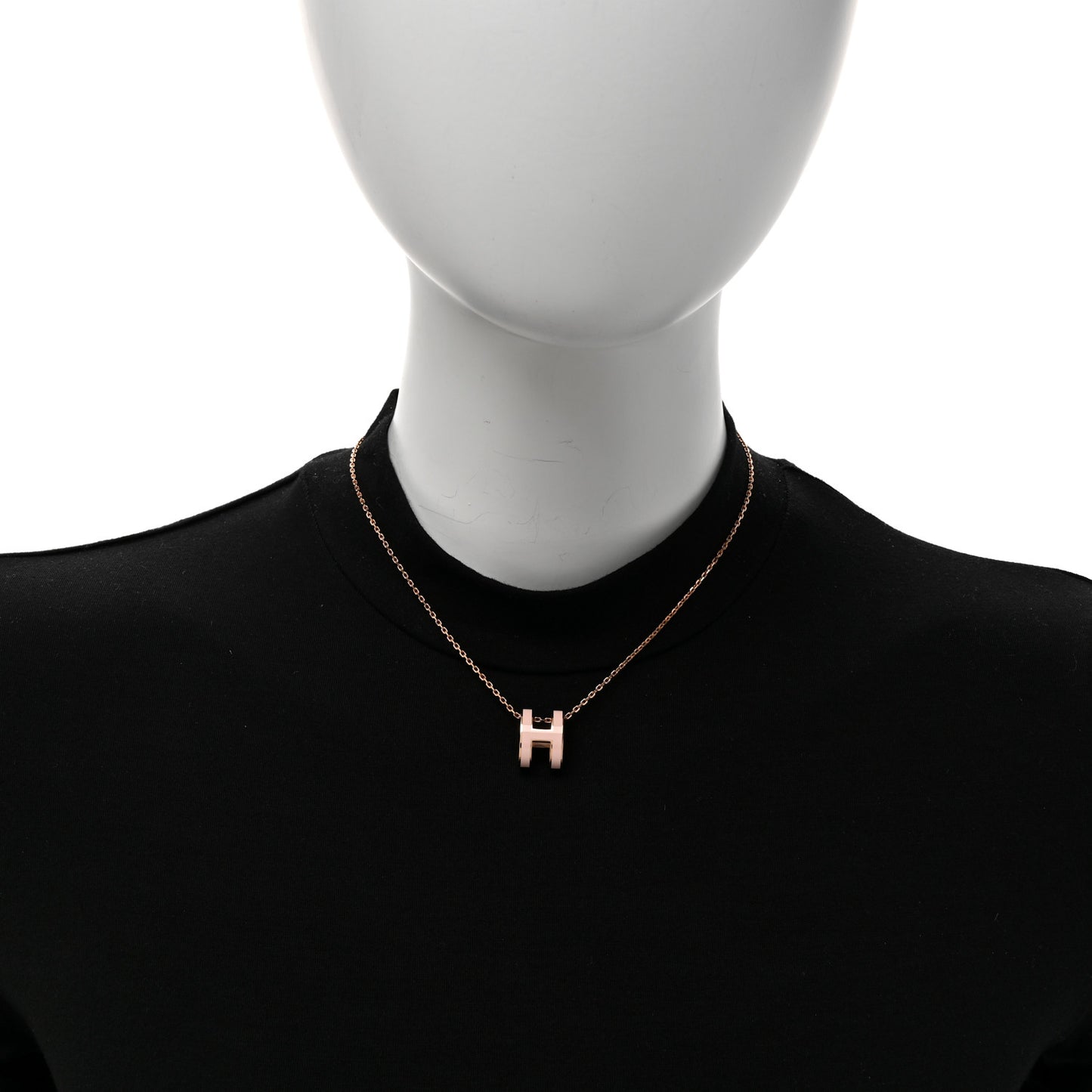 Lacquered Rose Gold Pop H Pendant Necklace Rose Dragee