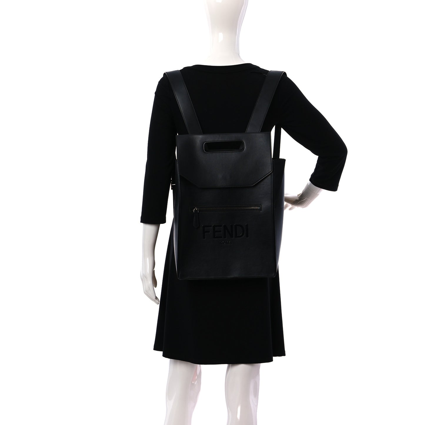 Vitello Grace Light Logo Fendi Pack Backpack Black