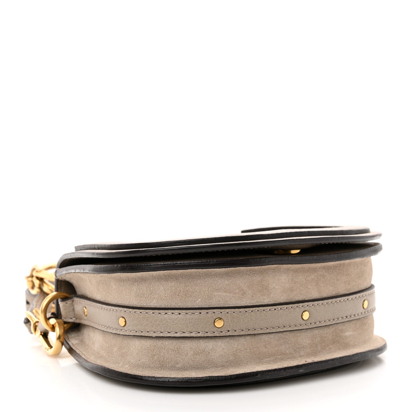 Calfskin Suede Small Nile Bracelet Bag Motty Grey