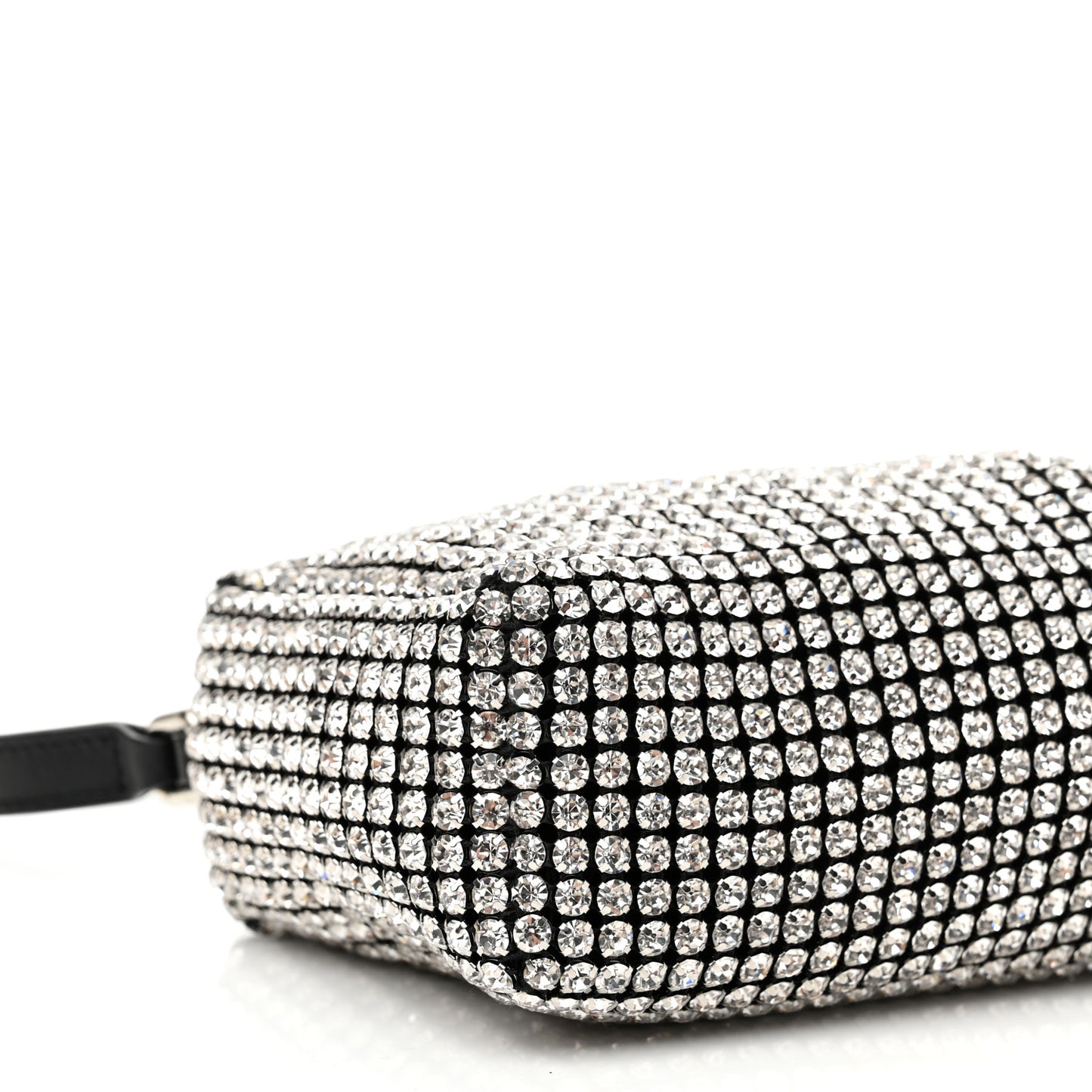 Mesh Crystal Rhinestone Mini Heiress Pouch Black Silver