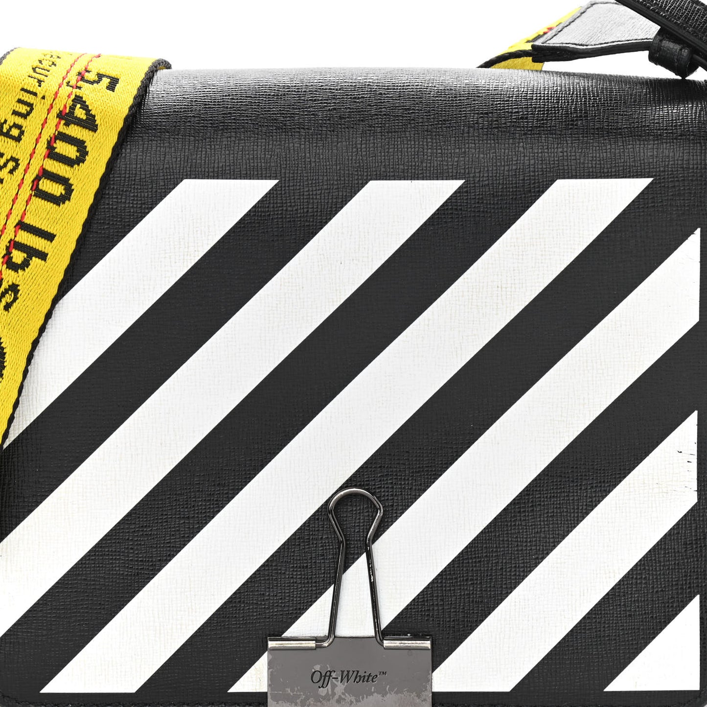 Calfskin Diag Striped Belt Bag Crossbody Black White