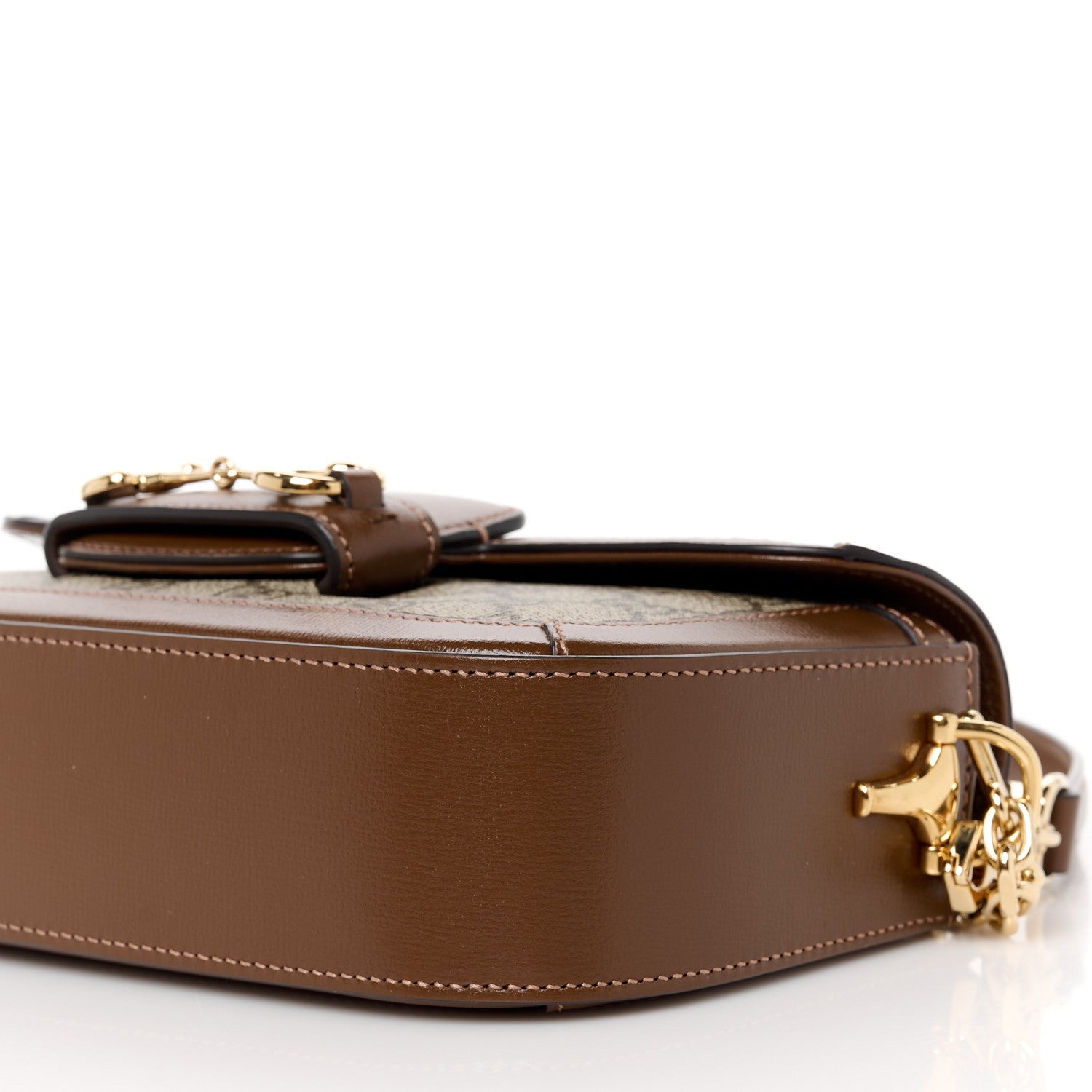 Gucci GG Supreme Monogram Small Horsebit 1955 Chain Shoulder Bag Beige Ebony Brown Sugar 11 of 12