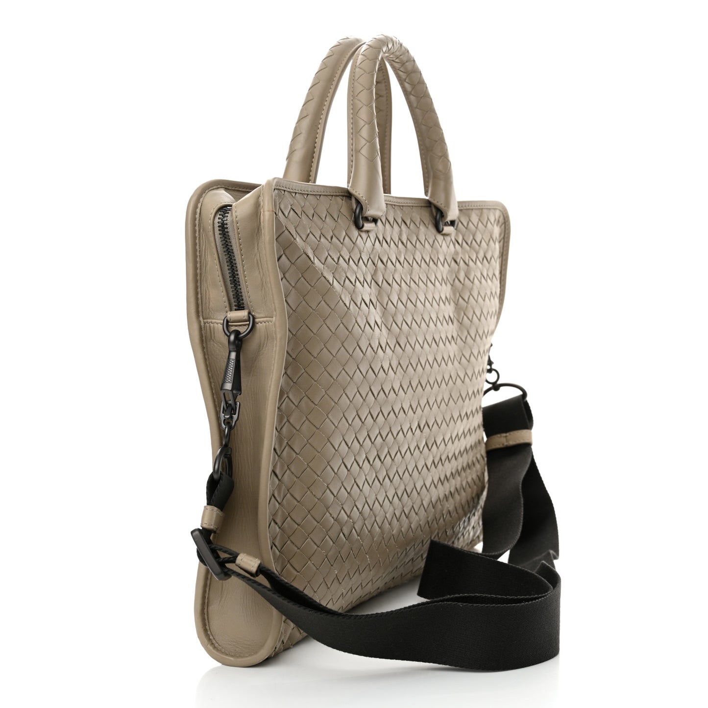 Calfskin Leggero Intrecciato Briefcase Mink