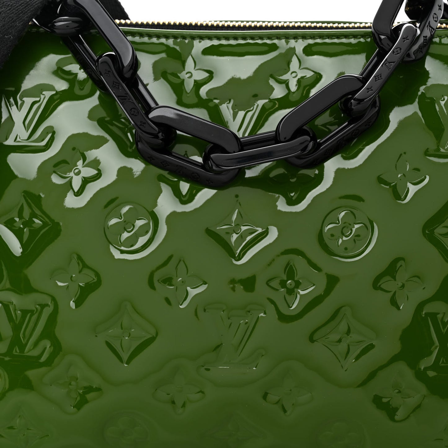 Patent Embossed Monogram Coussin PM Green Black