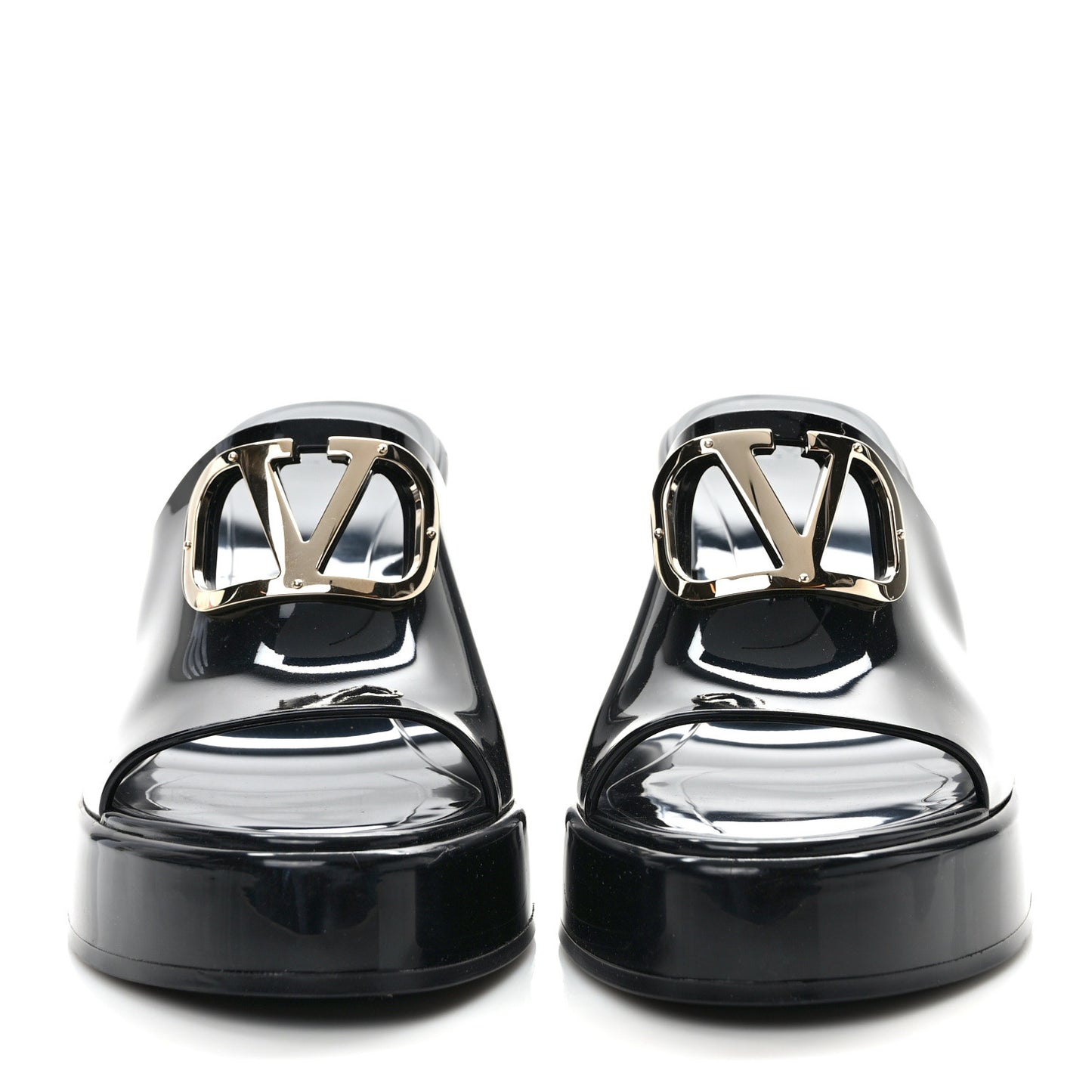 Rubber VLogo PM Platform Slide Sandals 40 Black