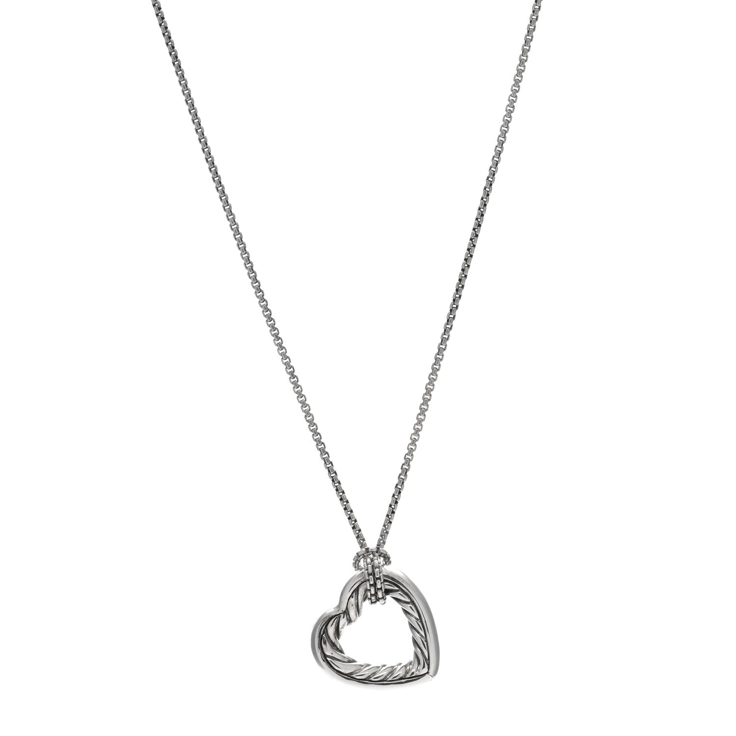 Sterling Silver 18K Yellow Gold Large Open Heart Cable Necklace