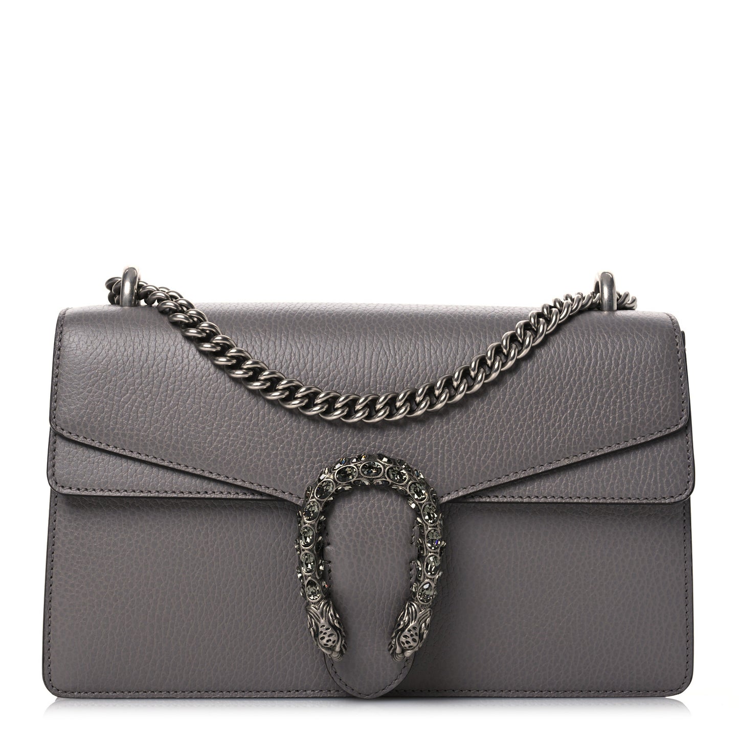 Pebbled Calfskin Small Dionysus Shoulder Bag Dusty Grey