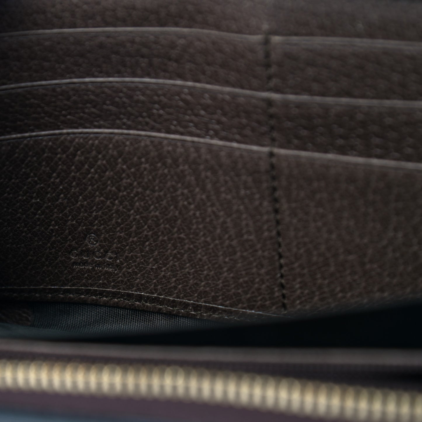 GG Supreme Monogram Web Ophidia Zip Around Wallet Brown