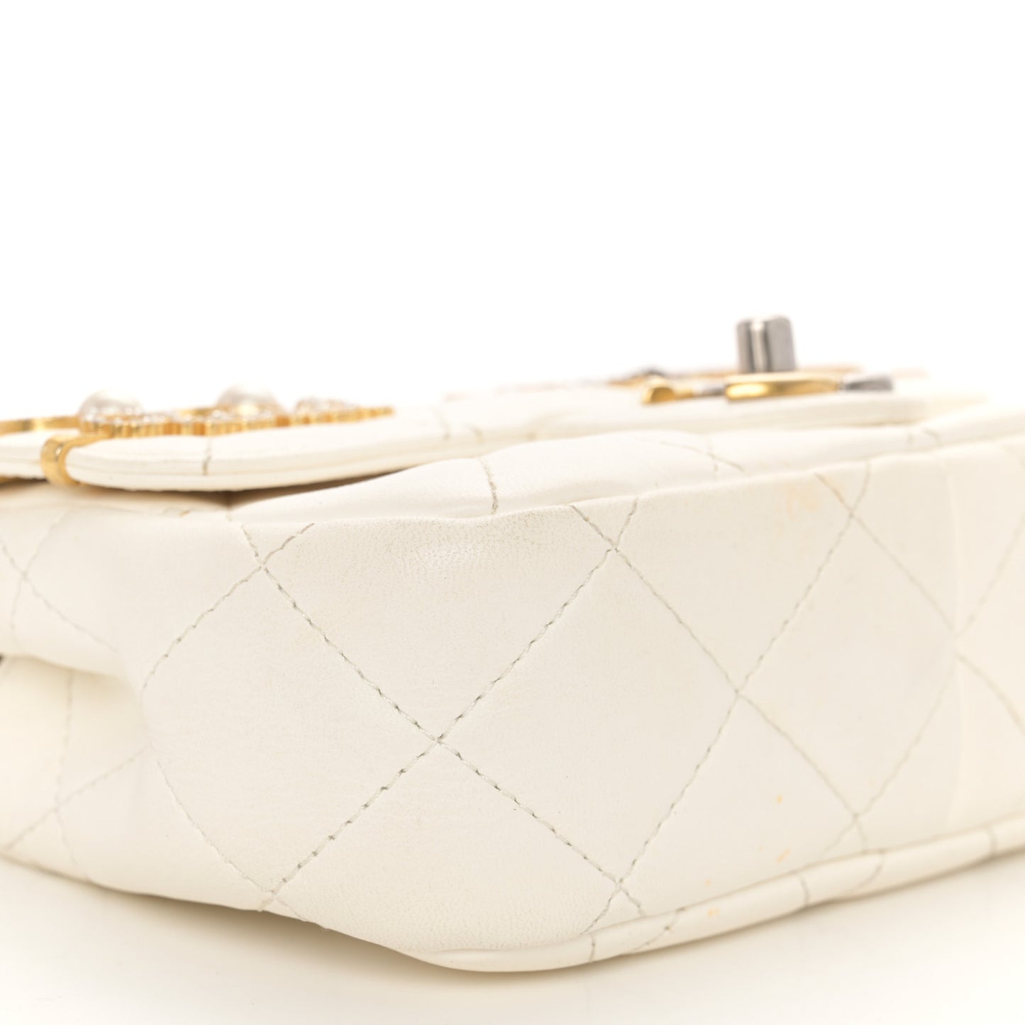 Lambskin Quilted Mini Coco Clips Flap White