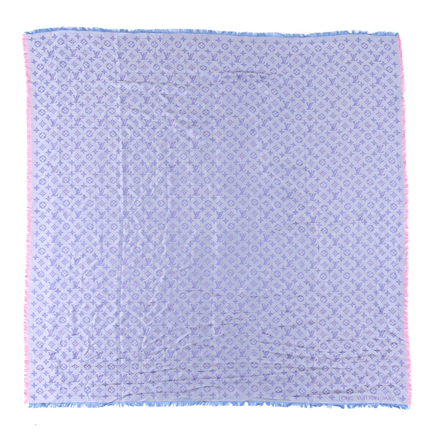 Silk 3D Monogram Shawl Bleu Glacier