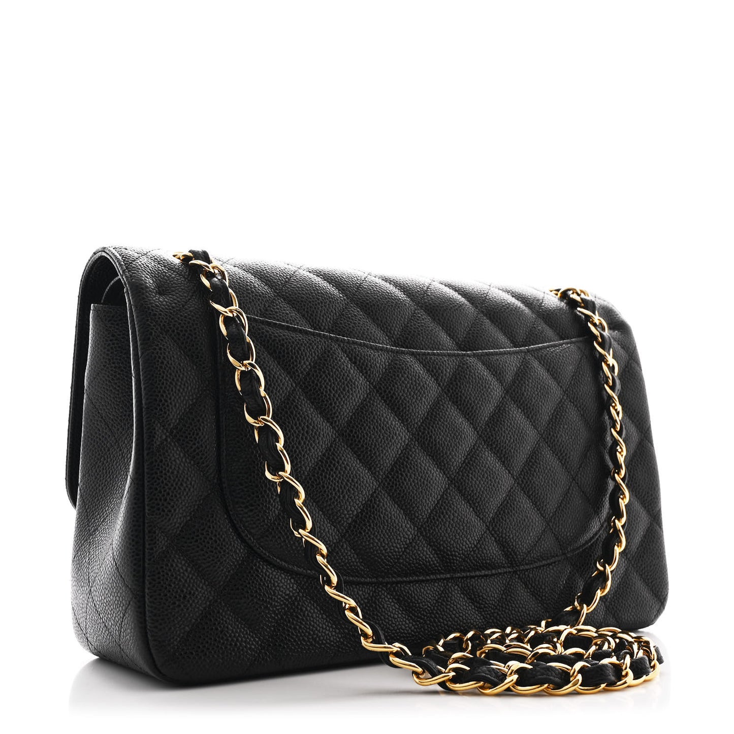 Caviar Quilted Jumbo Double Flap Black