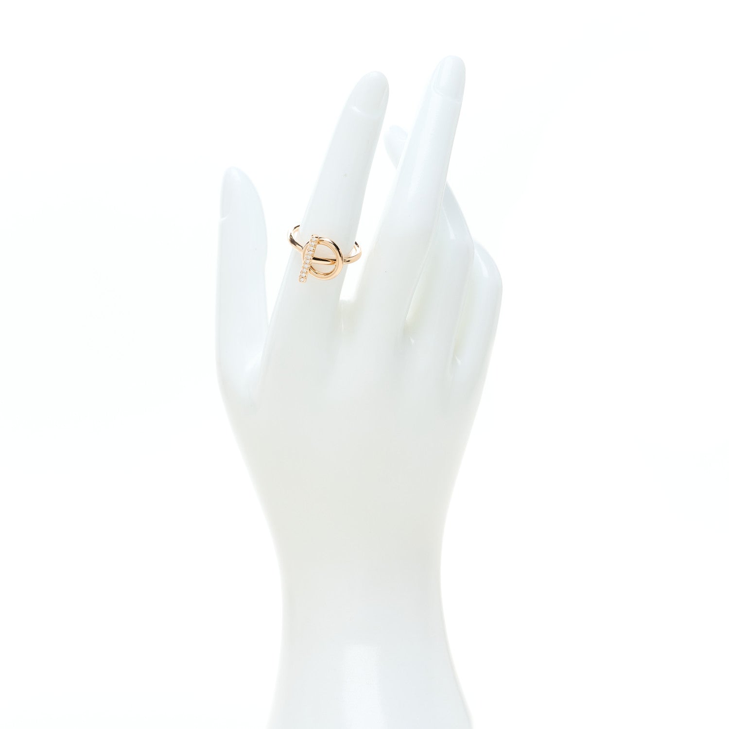 Hermes 18K Rose Gold Diamond PM Echappee Ring 54 6.75 2 of 6