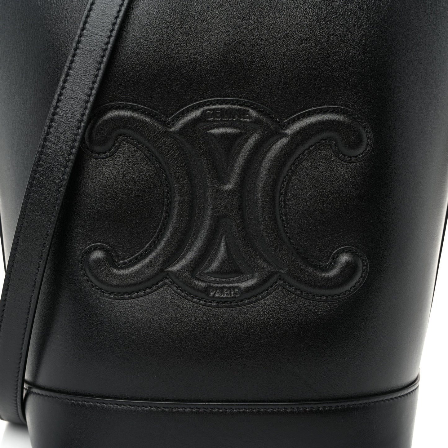Smooth Calfskin Small Cuir Triomphe Bucket Bag Black