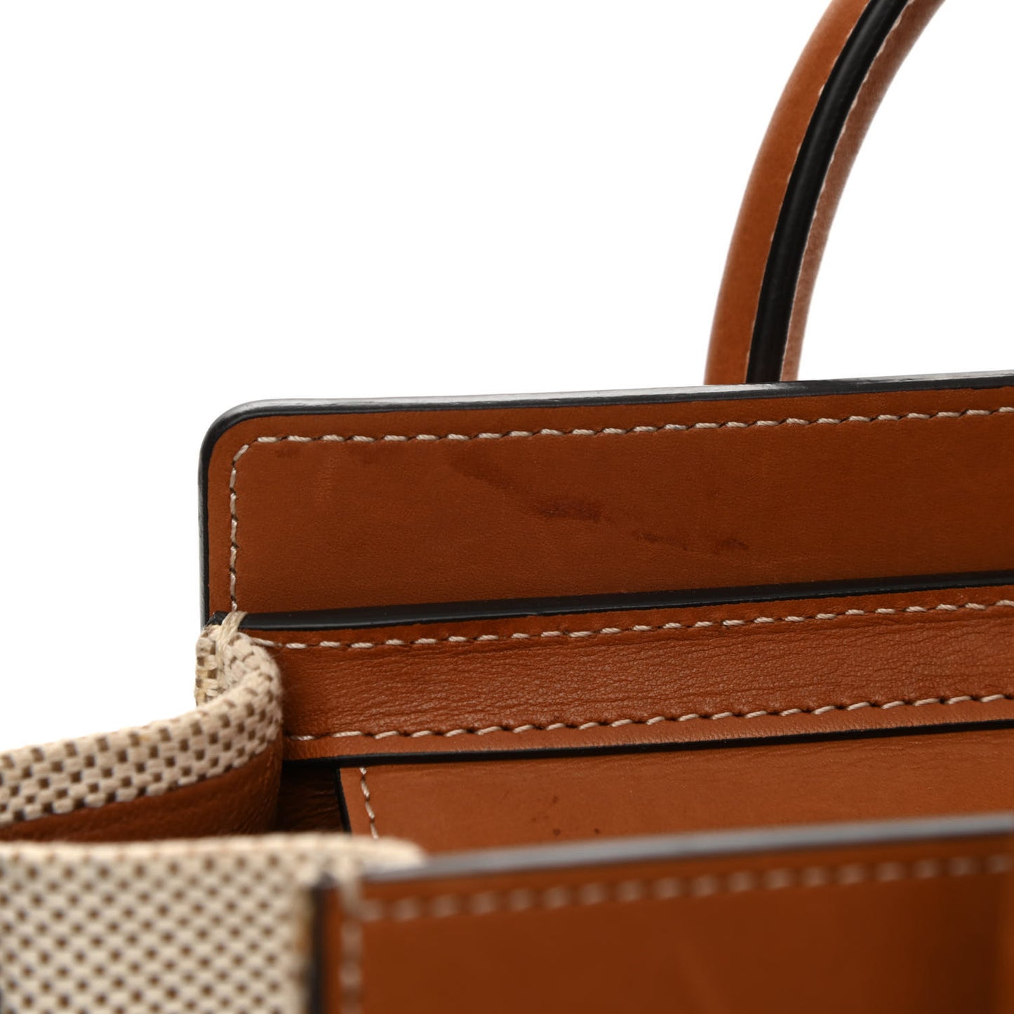 Textile Smooth Calfskin Nano Luggage Tan White