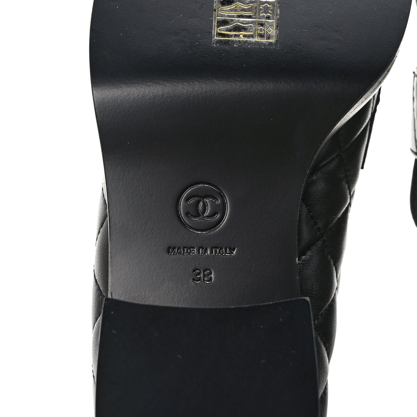 Lambskin Quilted CC Heart Loafers 38 Black