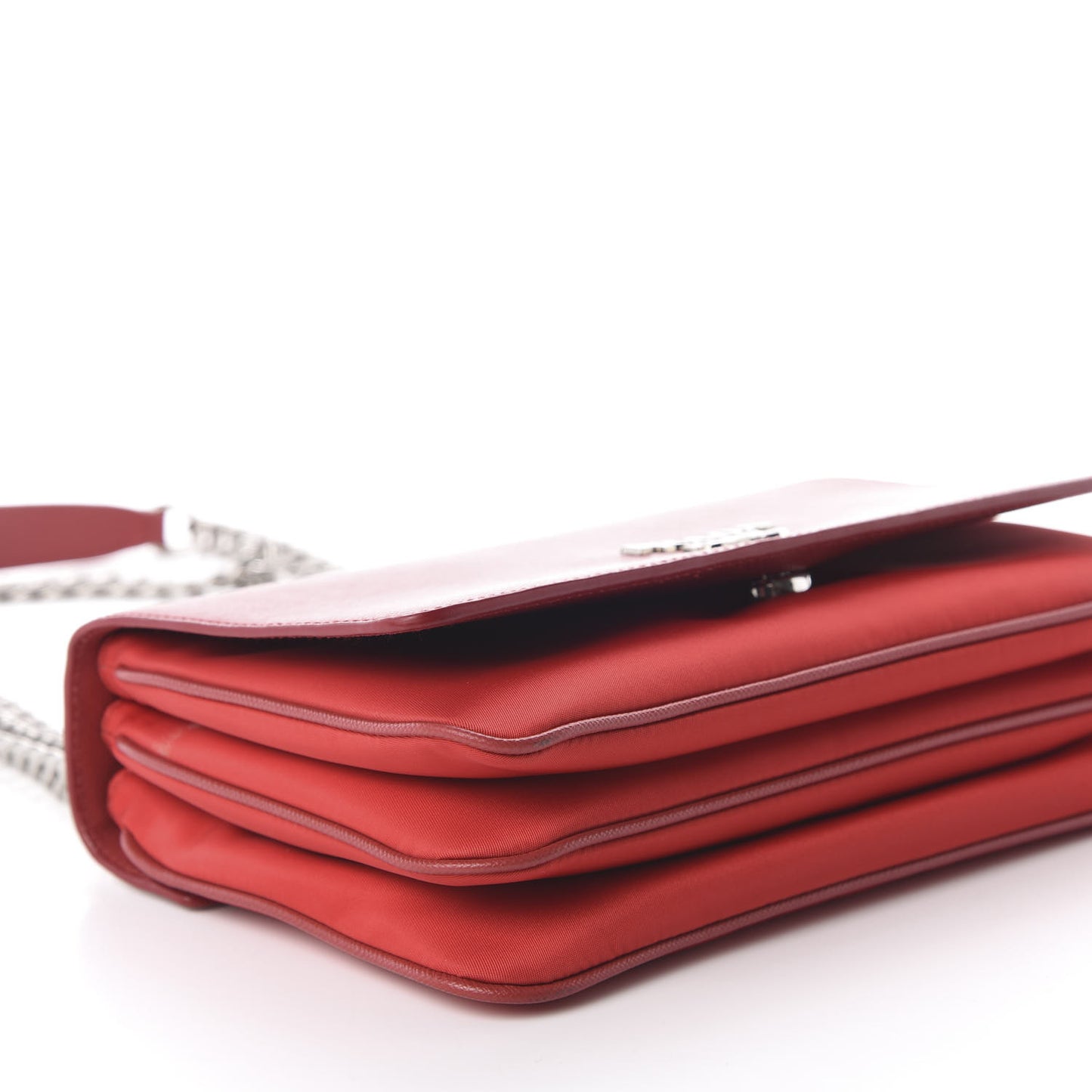 Saffiano Tessuto Nylon Chain Shoulder Bag Rosso