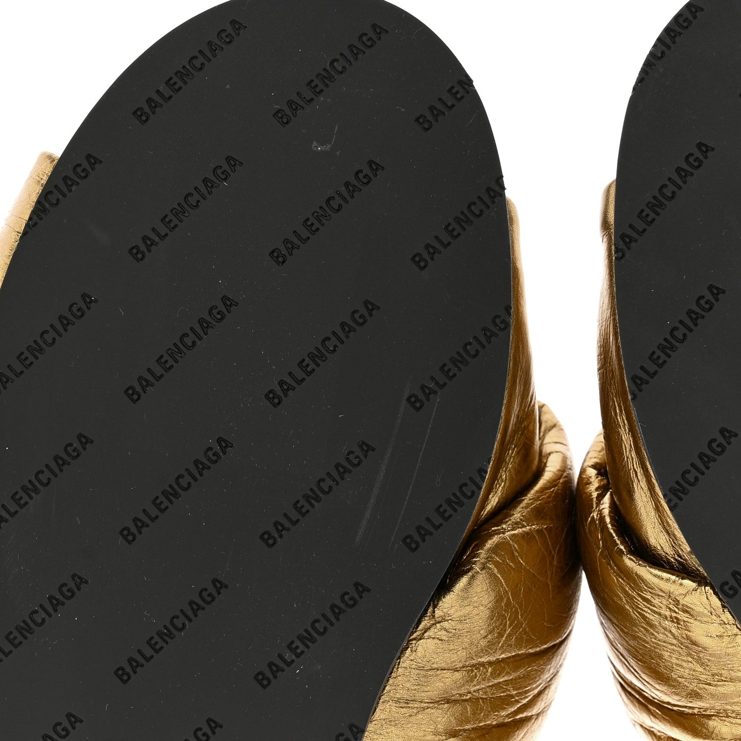 Metallic Lambskin Drapy Slide Sandals 36.5 Gold