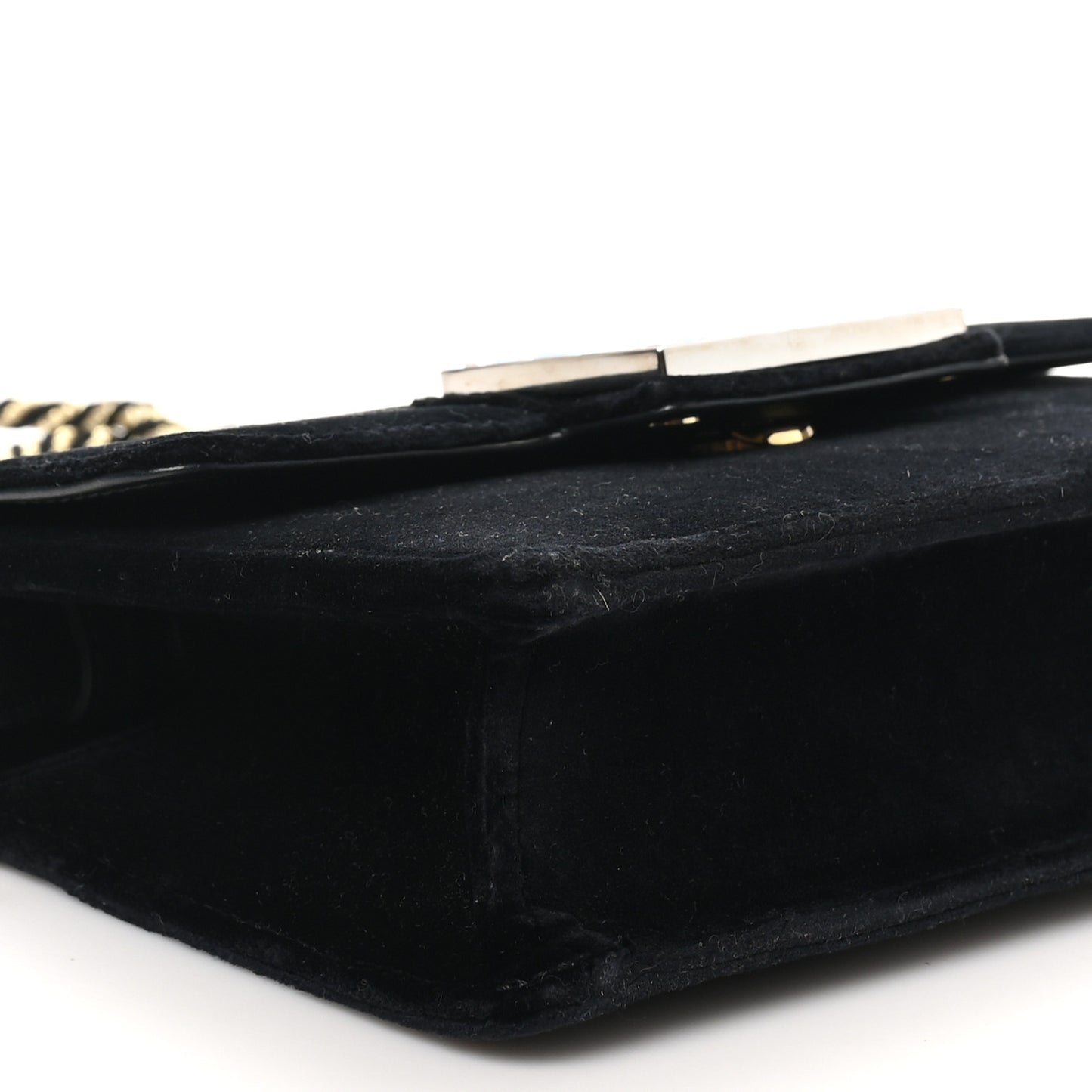 Velvet Crystal Square G Shoulder Bag Black