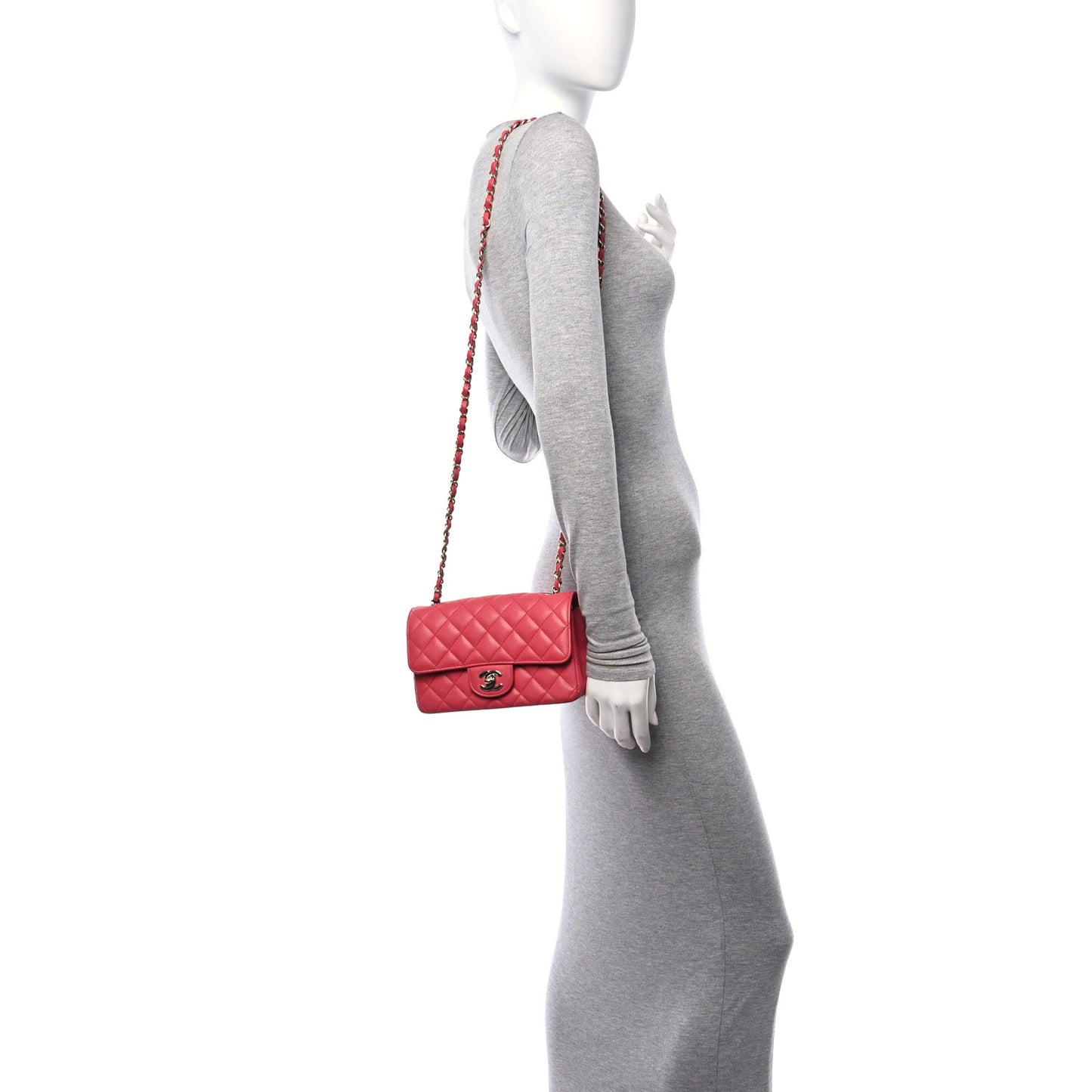 Caviar Quilted Mini Rectangular Flap Dark Pink