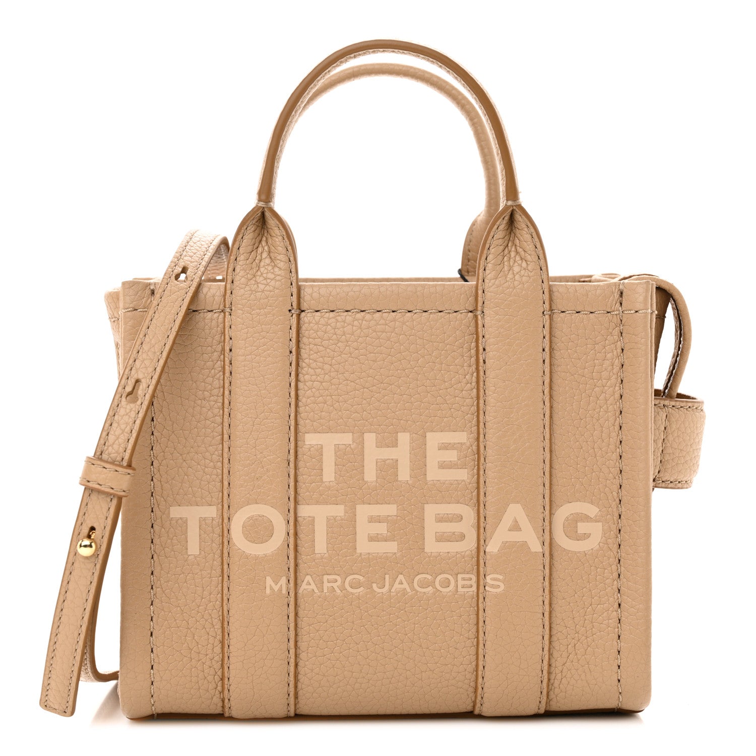 Marc Jacobs Grained Calfskin Mini The Tote Bag Camel 1 of 10