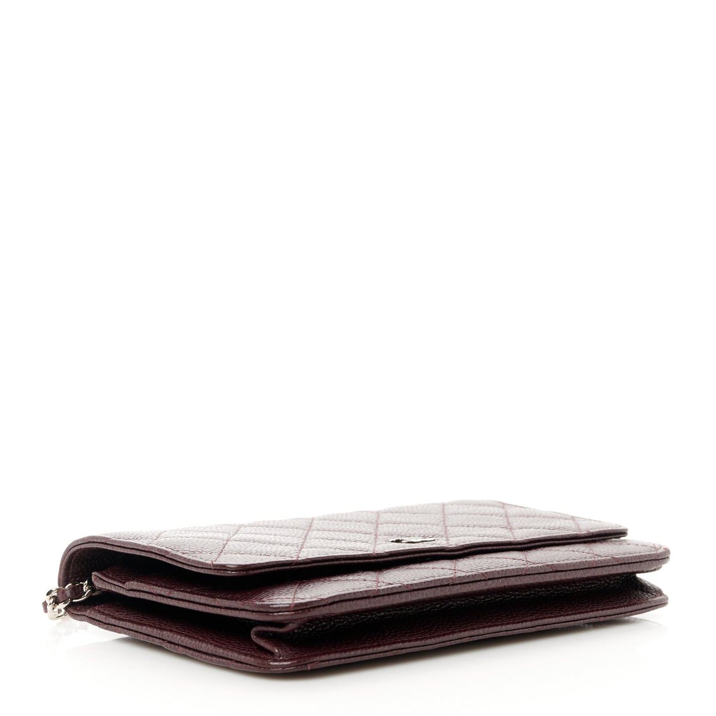Caviar Quilted Wallet On Chain WOC Burgundy